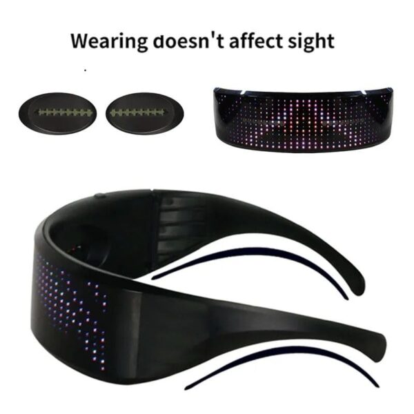 PGS LED Shining Smart Glasses APP Programmable Rechargeable Wireless Blue tooth Multi Color Led Dynamic glasses for Party - Image 4